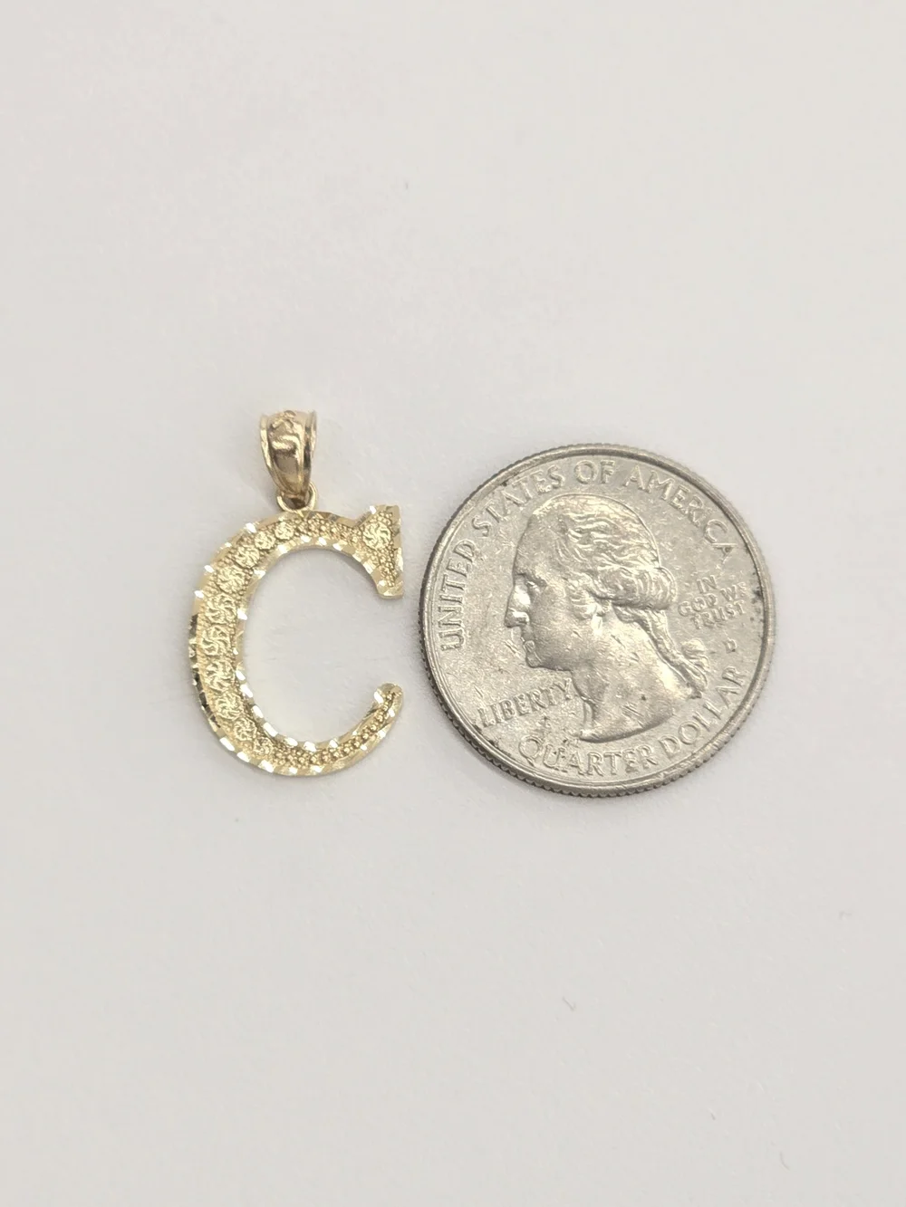 14k Real Gold Letter C Pendant Necklace Charm